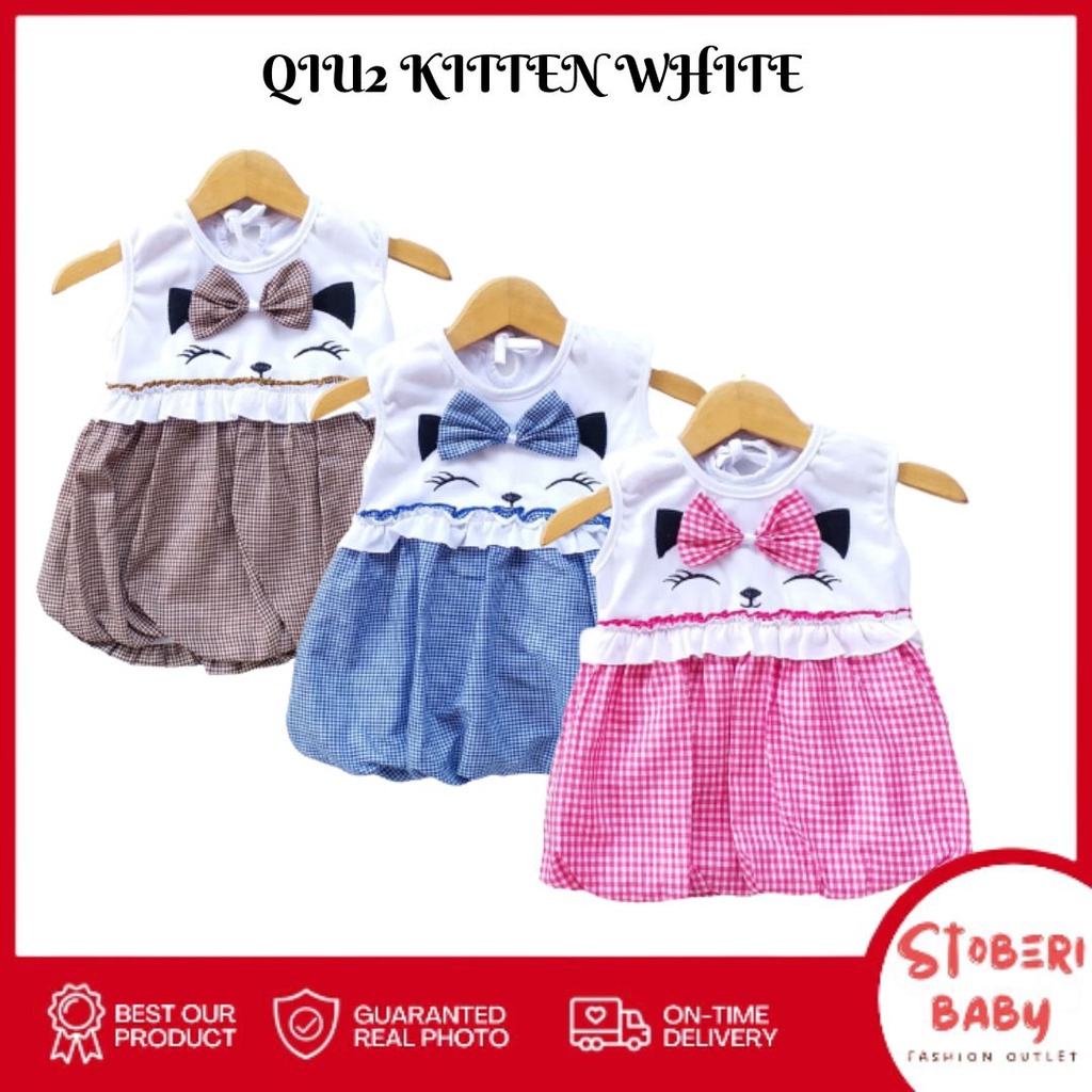 stoberi baby -  QIU2 KITTEN WHITE Baju Bayi Perempuan Baju Rok Terusan Bayi Rok Bayi Perempuan Pakaian Bayi Perempuan