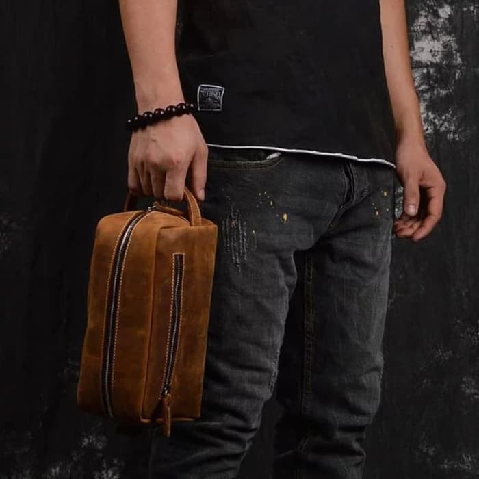 Clutch Ysl Cassandre Medium Tassel Lambskin Hitam  UC46  Clutch Bag Premium Crazy Horse Leather /