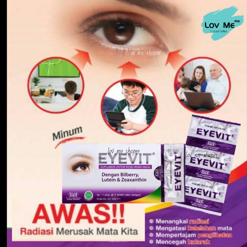 lov me❤ Eyevit Vitamin Mata Tablet Lutein Zeaxatin Bilberry - 1strip