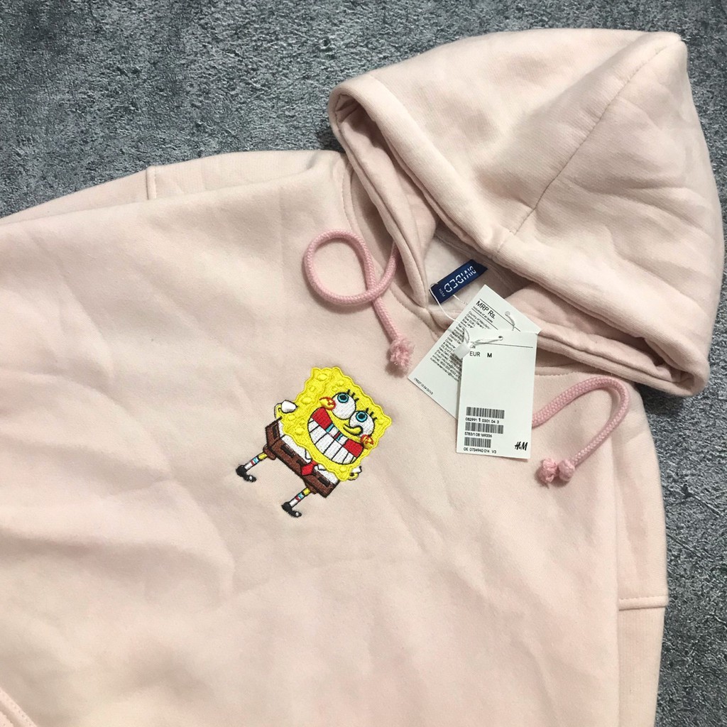 Jaket Sweater Hoodie H AND M SPONGEBOB – Baby Pink  Edition Trendy Casual Unisex Good Brand Quality