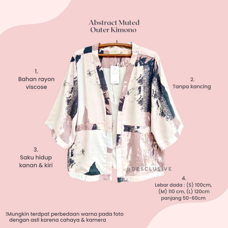 Abstract Muted Outer Kimono - Outer - Kimono