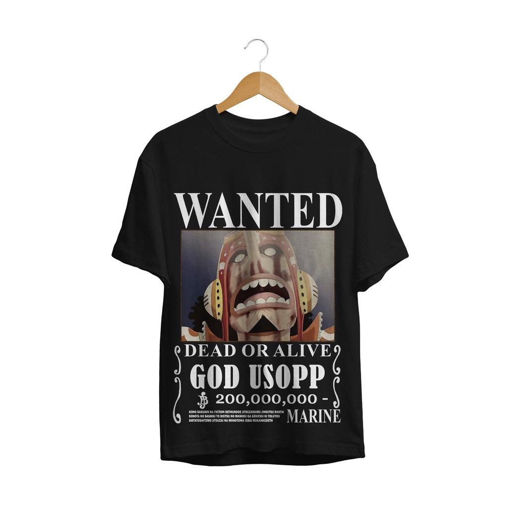 T-SHIRT BAJU ANIME ONE PIECE WANTED GOD USOP BOUNTY