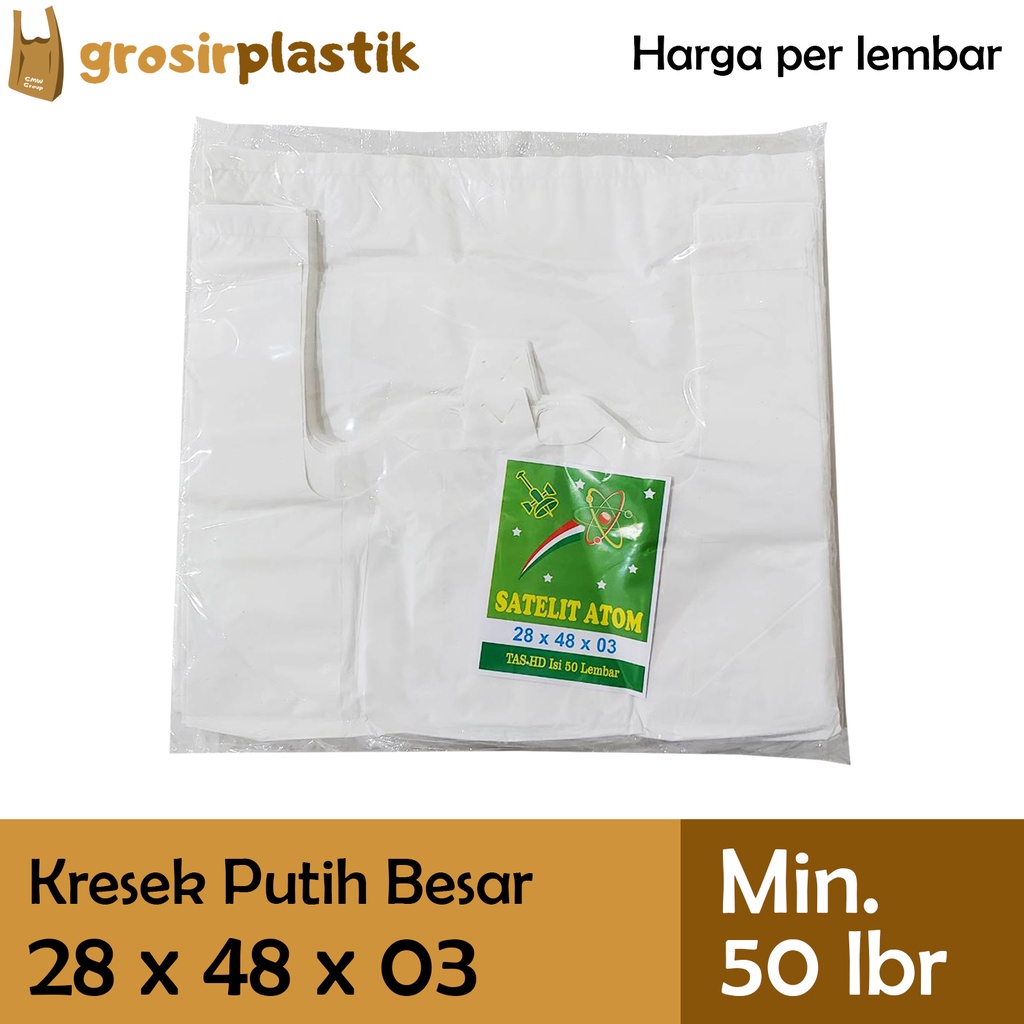 [LBR] Grosir Plastik Kantong Kresek SATELIT ATOM 28 x 48 x 03 Putih M034