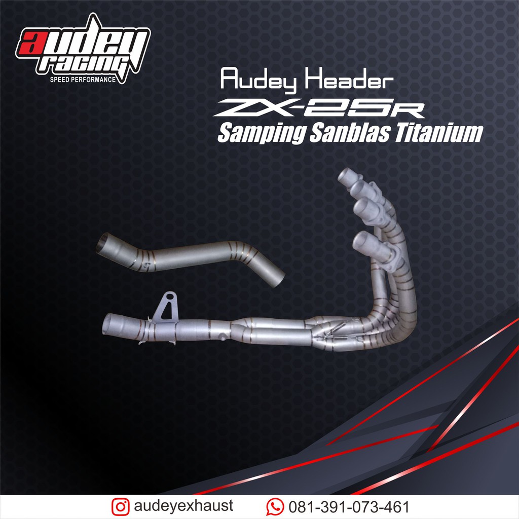 HEADER ZX25R LEHER KNALPOT RACING ZX25R SANBLAST TITANIUM LOOK ORIGINAL AUDEY RACING