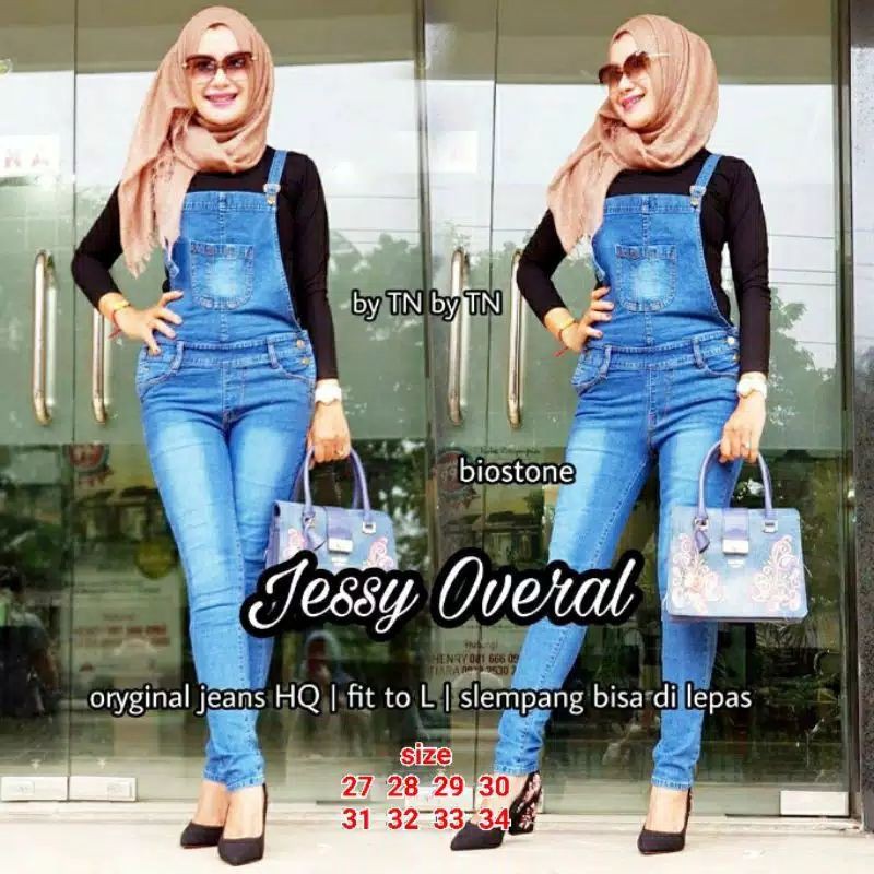 (Bisa COD) Celana Panjang Overall jeans wanita Murah // Celana Overall jeans Wanita Premium