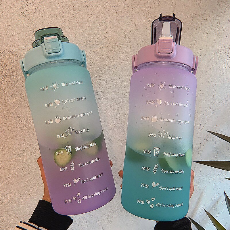 BOTOL MINUM 2000 ML KOREA VIRAL BOTOL TIME RAINBOW 2 LITER [qtop.id]