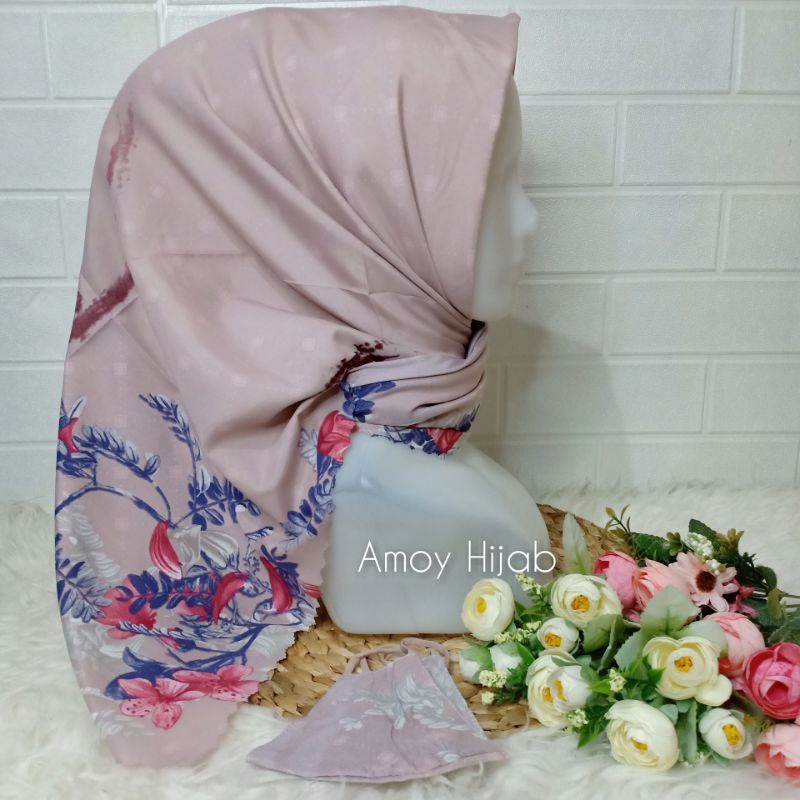 VOAL MIRACLE PRINT MOTIF FREE MASKER BY UMAMA SCARF |VOAL LASER CUT