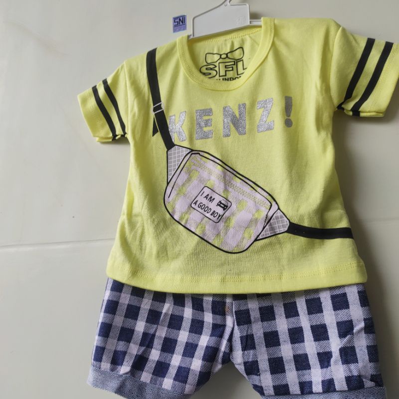 SNI Setelan baju kaos celana anak bayi motif TAS selempang samping SFL