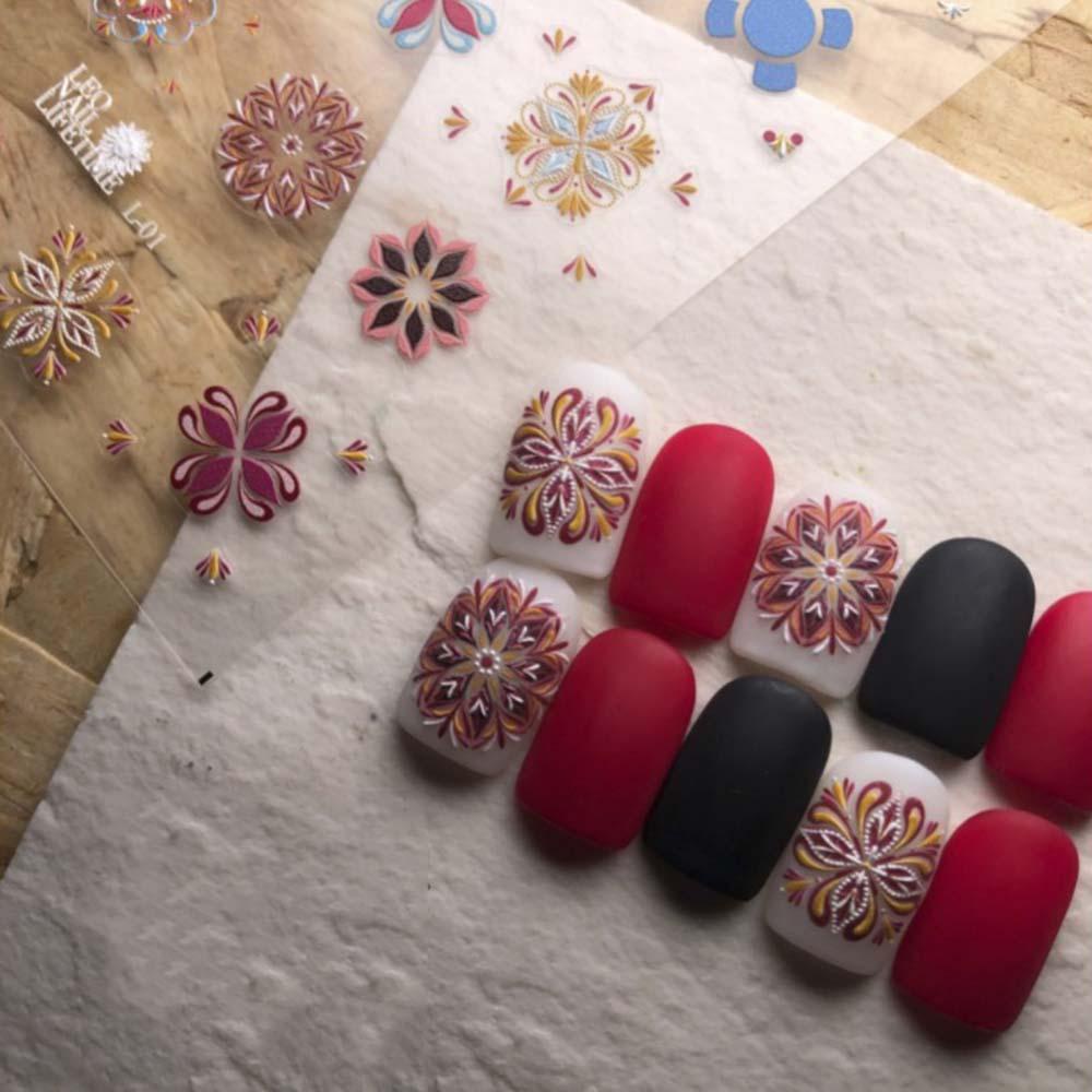 MXBEAUTY Stiker Kuku Warna Gaya Boho Alat Manicure Vintage Ultra-Tipis