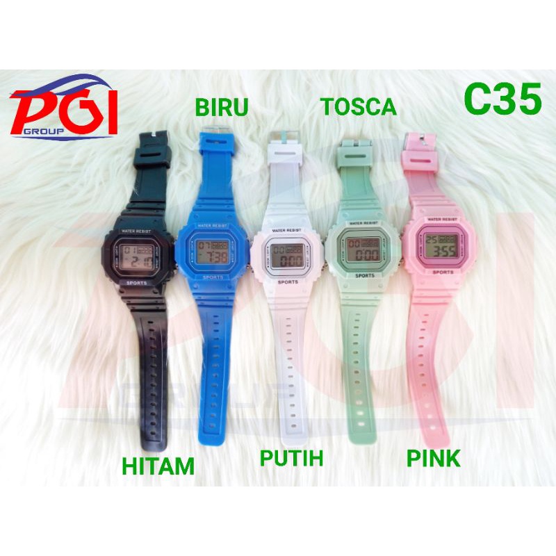 DC C ( C35 ) JAM TANGAN SPORT DEWASA /  WATER RESISTANT 3 ATM / TIDAK BISA MEMILIH