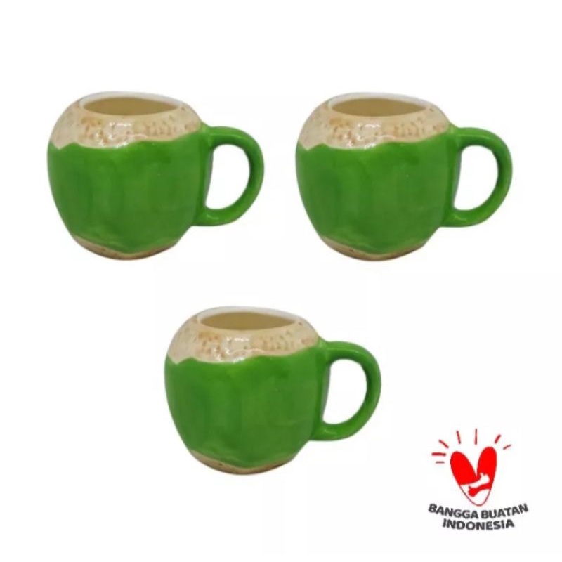 Mug Cangkir Kelapa Muda 3D - Coconut Mug - Gelas Kramik Unik