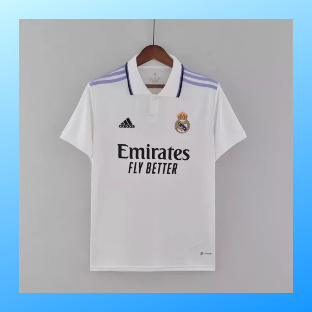 jersey futsal pria kaos sepak bola club baju real madrid home atasan grade ori wanita dewasa t-shirt seragam print custom jersy outfit klub olahraga kostum jarsey soccer pakaian oblong sports suit apparel putih polos