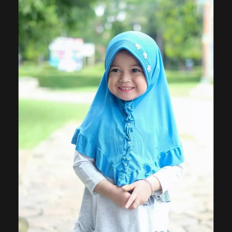 kerudung Dasi Mutiara anak instant Premium 3th - 6 tahun terbaru | jilbab lucu bayi Perempuan sekolah tk 4 - 5 thn | hijab Tanggung baby sd bahan jersey lembut adem