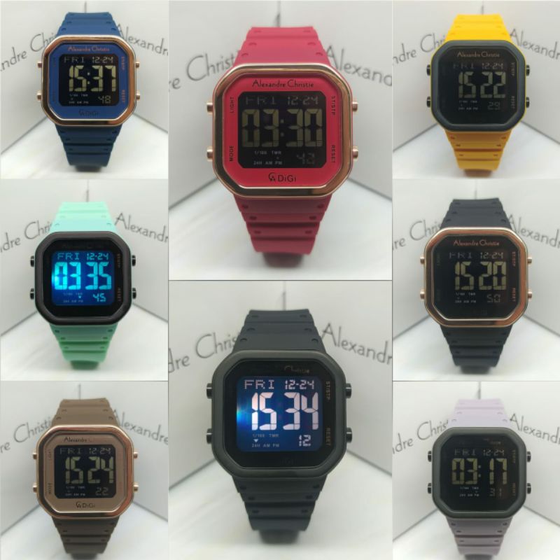 Jam Tangan Wanita Alexandre Christie 9347 AC9347 AC 9347 Tali Rubber /Karet AC Digital AC Digi
