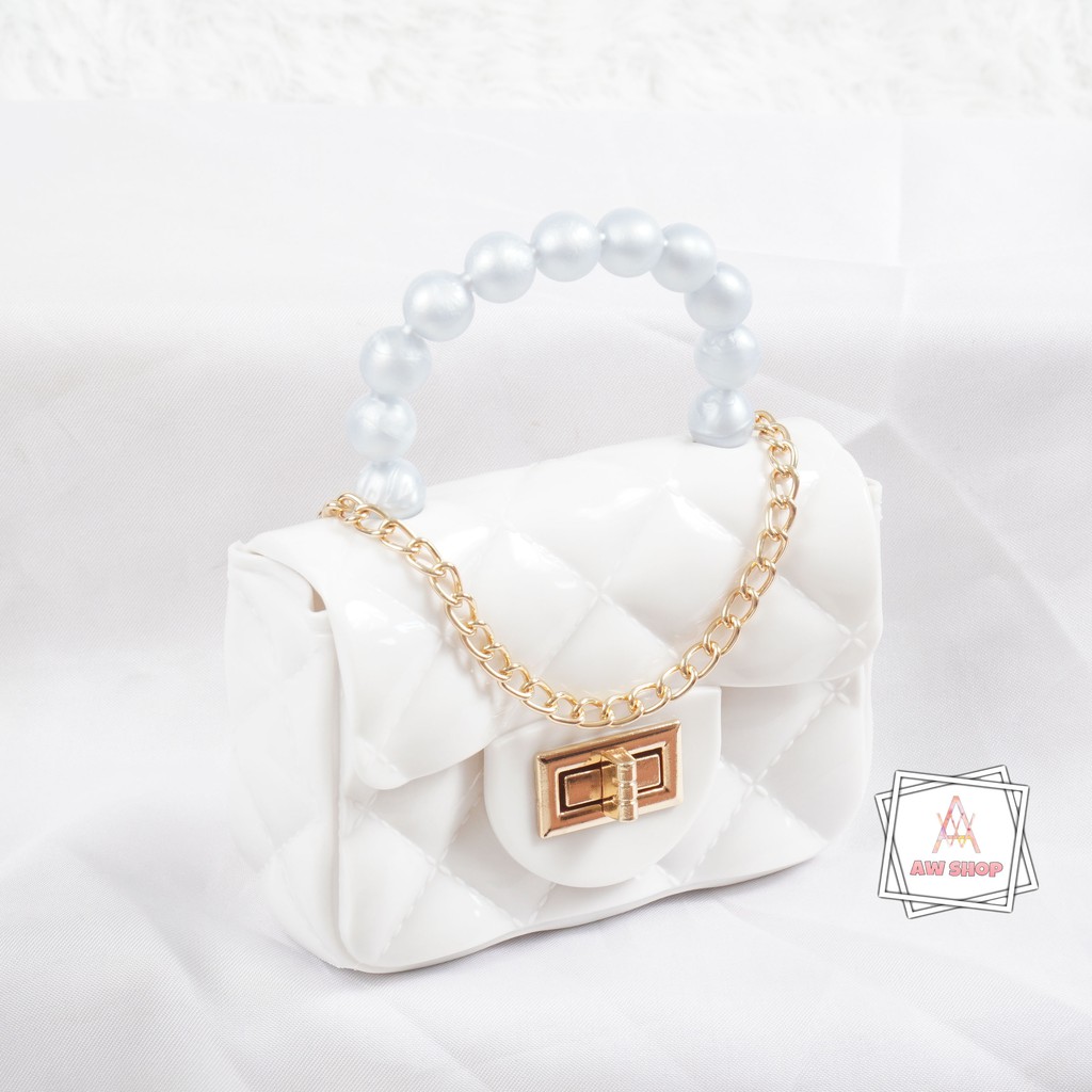 Tas Jelly Glossy Mini Pearl Warna | Tas Glossy Mutiara Warna | Tas Jelly Mini Rubber Warna