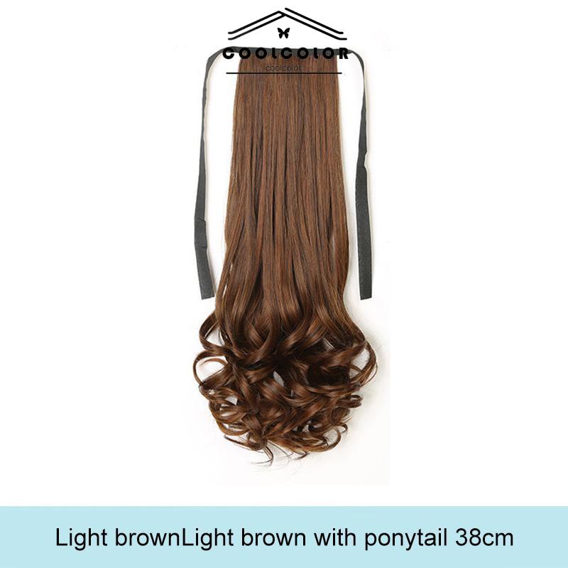 CODWig Ponytail Panjang Keriting Lace-up Jenis Gelombang Besar Realistis Potongan Wig Alami- cl