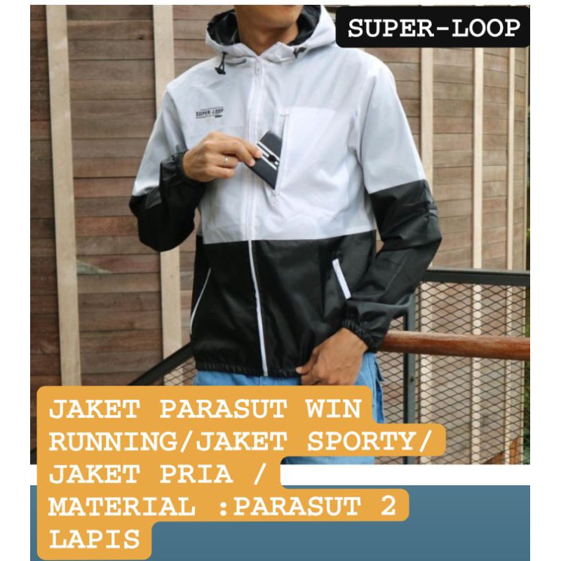 Jaket Parasut Pria Original /Jaket Pria Bolak Balik /Jaket Parasut Pria Waterproof