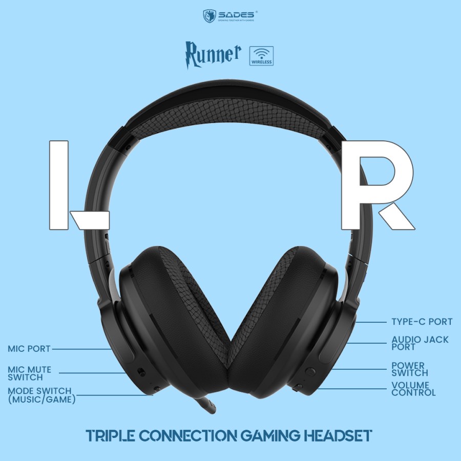 Sades Runner 3 Connection Wireless Bluetooth Gaming Headset