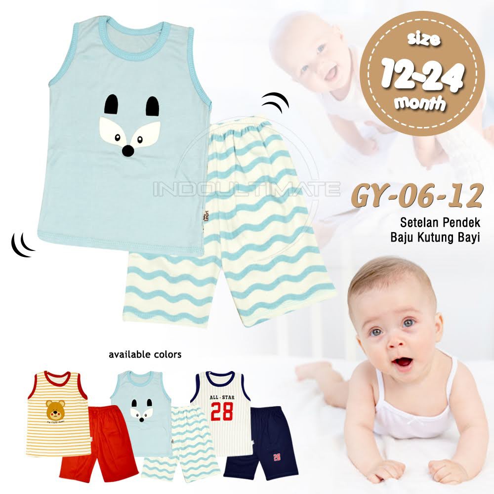 Setelan Baju Bayi Kutung BABY LEON (1-2 Tahun) GY-06-12 baju singlet Lekbong bayi unisex