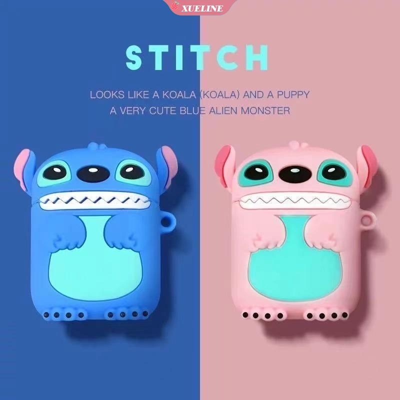 Casing Soft Case Silikon Motif Kartun Stitch Untuk AirPods 1 / 2