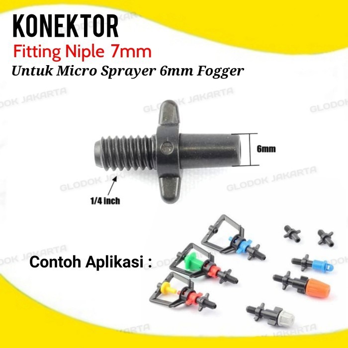 Nepel Ulir 7mm Konektor Fitting Niple Untuk Micro Sprayer 6mm Fogger