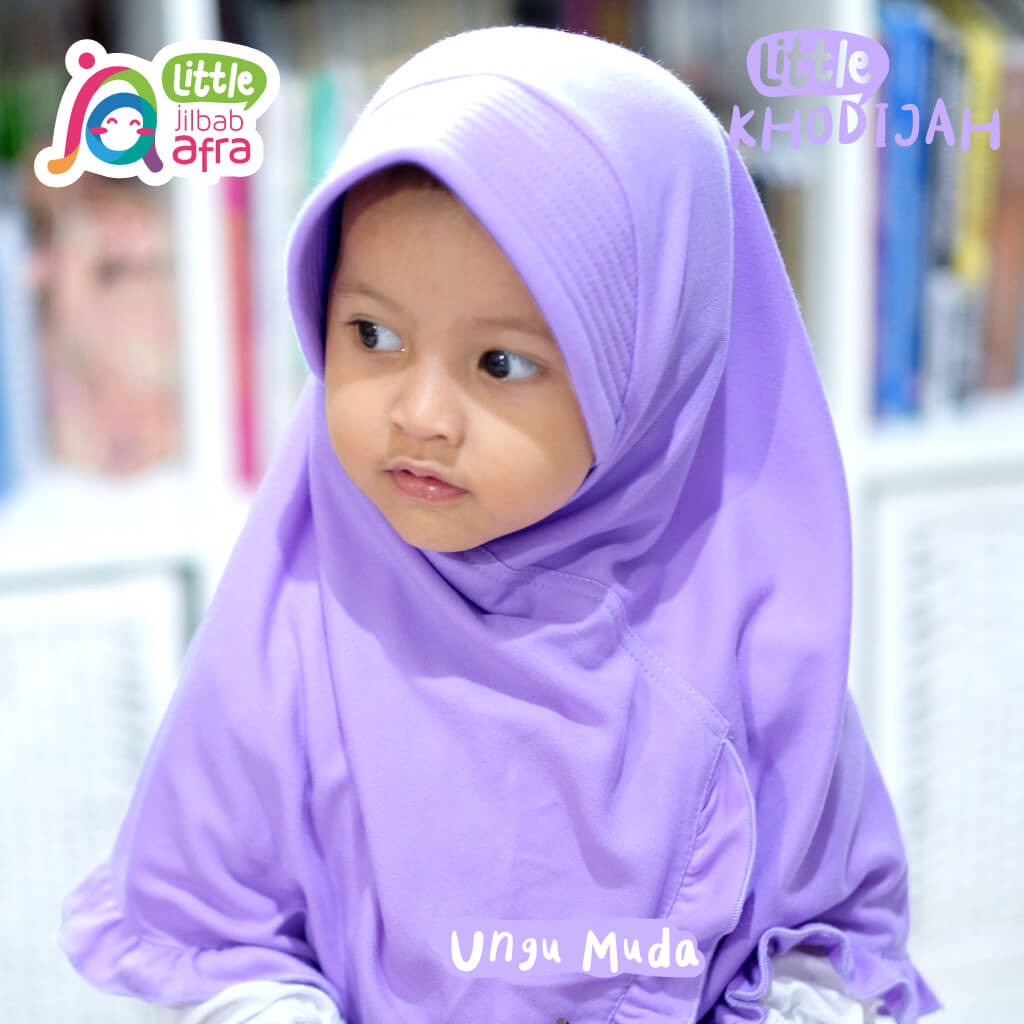 Jilbab Instan Anak Little Khodijah Ungu Muda - Little Jilbab Afra - Bahan Kaos, Adem &amp; Lembut