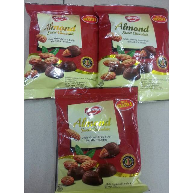 

NARAYA ALMOND SWEET CHOCOLATE BELI 2 GRATIS 1 250 GR , WAJIB TY STOCK KRN STOCK BERJALAN TRS