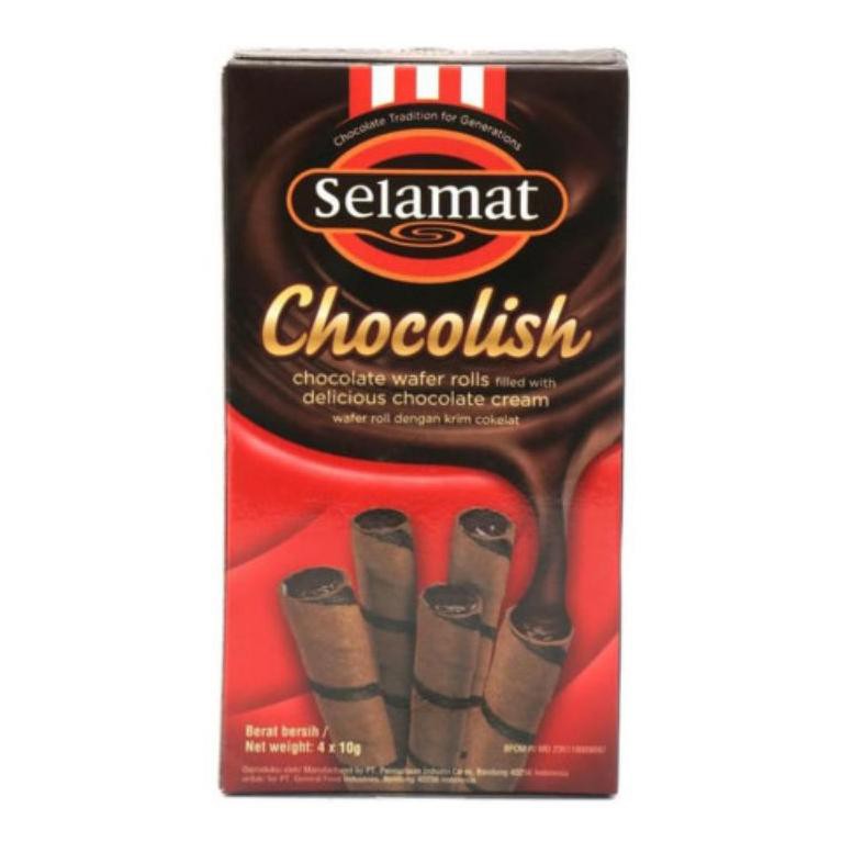 

(New Mall UP 12Ju5BZ) SELAMAT WAFER ROLL CHOCOLISH 4 X 10 GR ◄