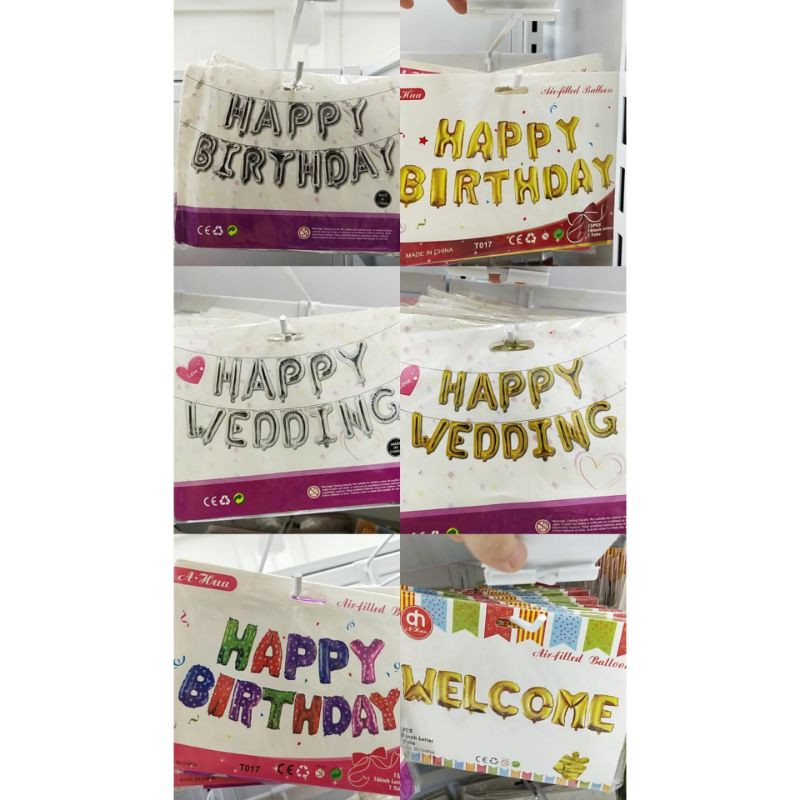 balon foil huruf rangkaian balon huruf dekorasi pesta ultah wedding