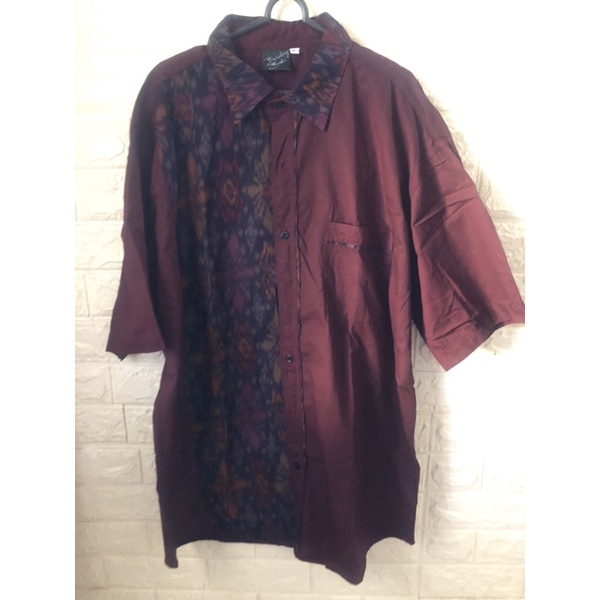 Kemeja Pria Jumbo motif Endek LD 130 Kemeja Bali Bintang