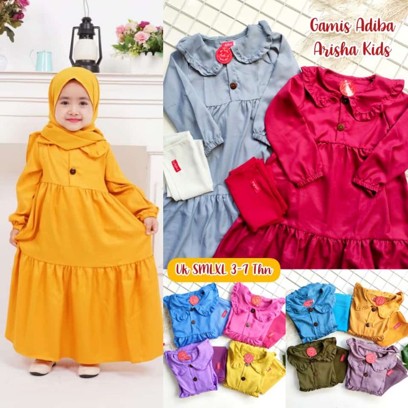 3-7T GAMIS ADIBA + JILBAB gamis anak baju lebaran