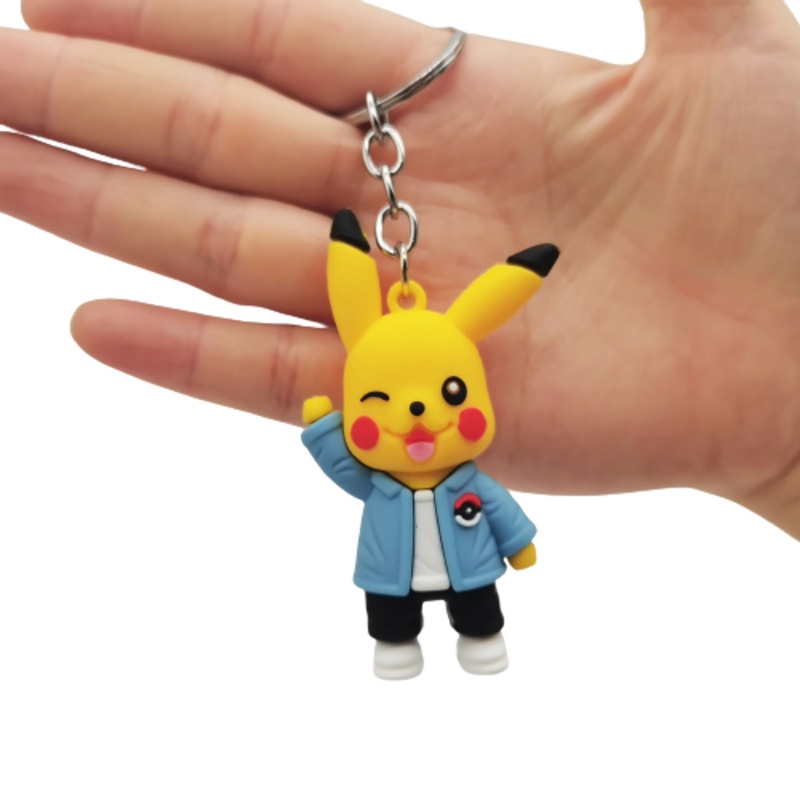 Pokemon Anime Pikachu Doll Keychain Bag Key Ring Pendant Accessories Wearing Sweater Short-sleeved Sleeping Bag Birthday Gifts