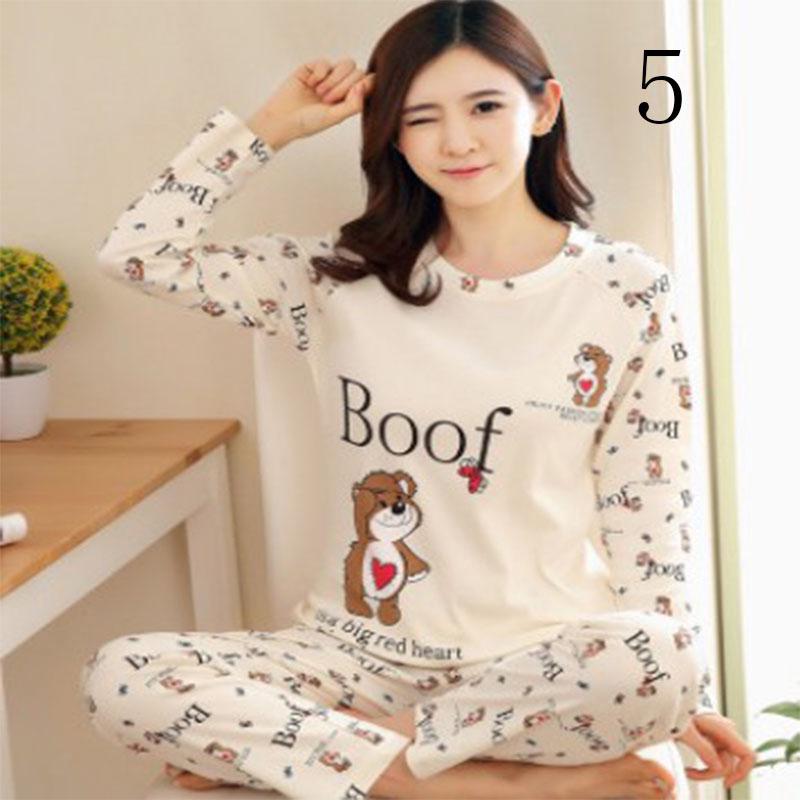 Baju Tidur Wanita Set Piyama O-Neck Lengan Panjang Nyaman Motif Kartun | Shopee Indonesia