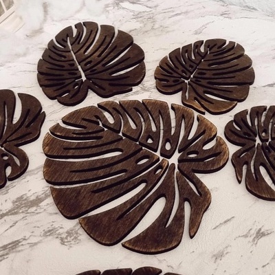 Plant Leaf Coasters Wooden Properti Foto Food Photography by Lasercreative