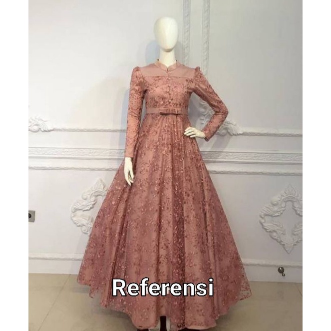 Gaun tile bordir mewah busui / dress brukat bordir pesta busui