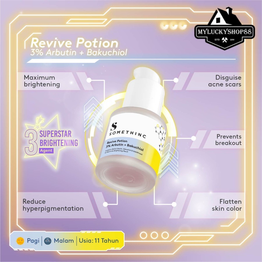 Somethinc Revive Potion 3% Arbutin + Bakuchiol Face Serum Wajah 20 ml