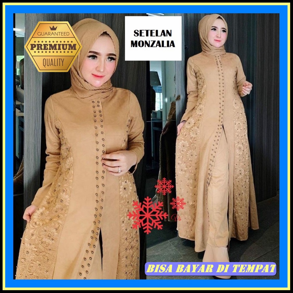 Shiraz Gamis Syari Set Khimar Motif Bordir Bahan Ceruty Seruti Fashion Muslim Setelan Pengajian Kond