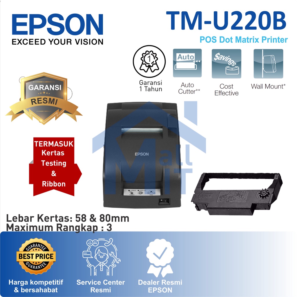 PRINTER EPSON TMU 220 B TM U220B TMU220B TMU-220B  AUTO CUTTER Kasir Dapur