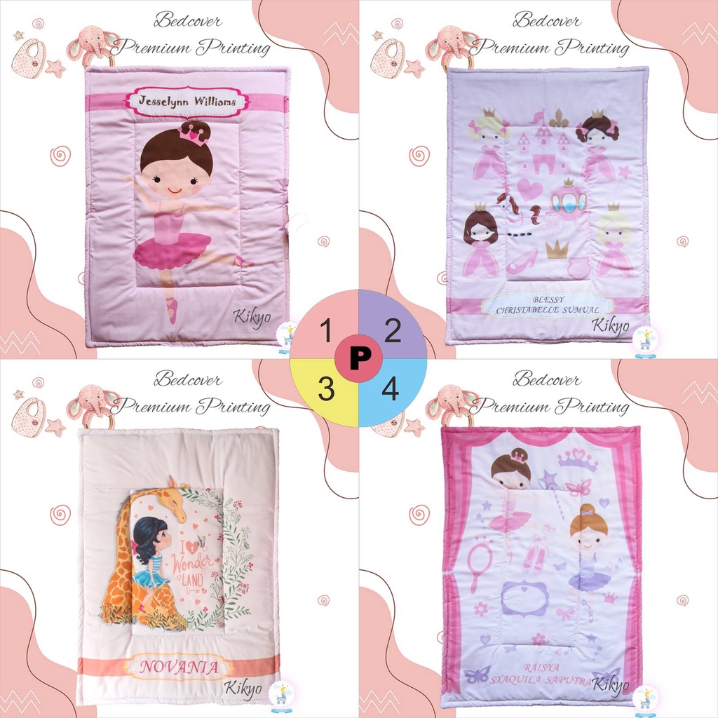 Sprei nama bayi / Bantal guling nama bayi / Bantal guling bayi nama / Sarung bantal guling bayi / Sprei premium printing / sprei kasur bayi