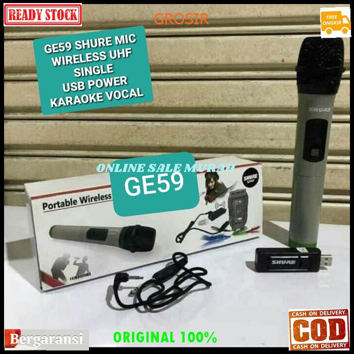 G59 Shure mic microphone mikrophone wireles wireless uhf single profesional pro vocal vokal Handheld TUNGGAL mikrofon karaoke audio sound system panggung dj studio G59   BISA DIGUNAKAN SEGALA JENIS AUDIO  BISA JG BUAT YOUTUBER TINGGAL BELI SPLITTER NYA AJ