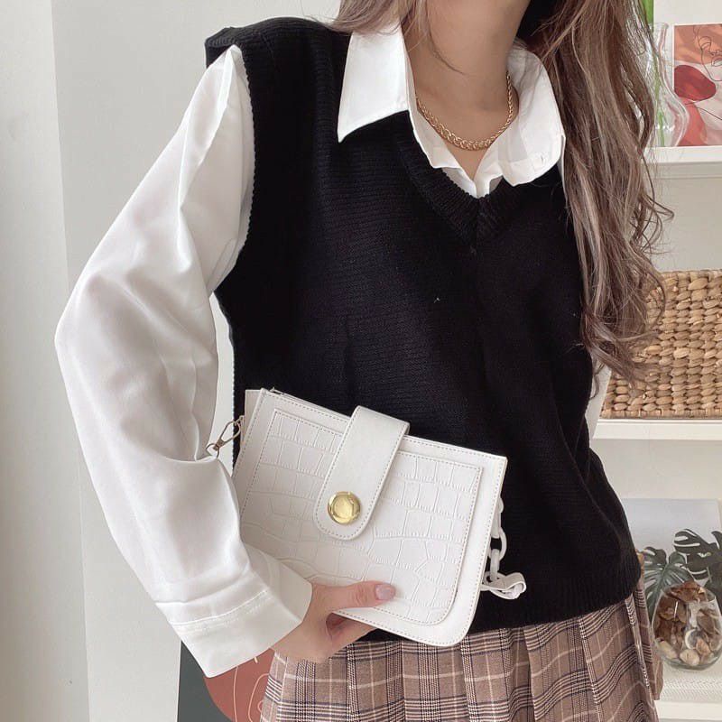 SET KEMEJA + KANI VEST ROMPI RAJUT KNIT 12