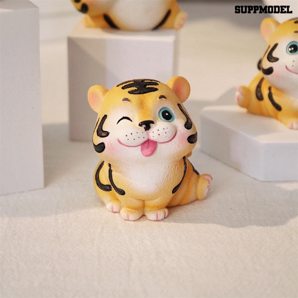 Suppmodel Miniatur Patung Harimau Kartun Bahan Resin Untuk Dekorasi Mobil