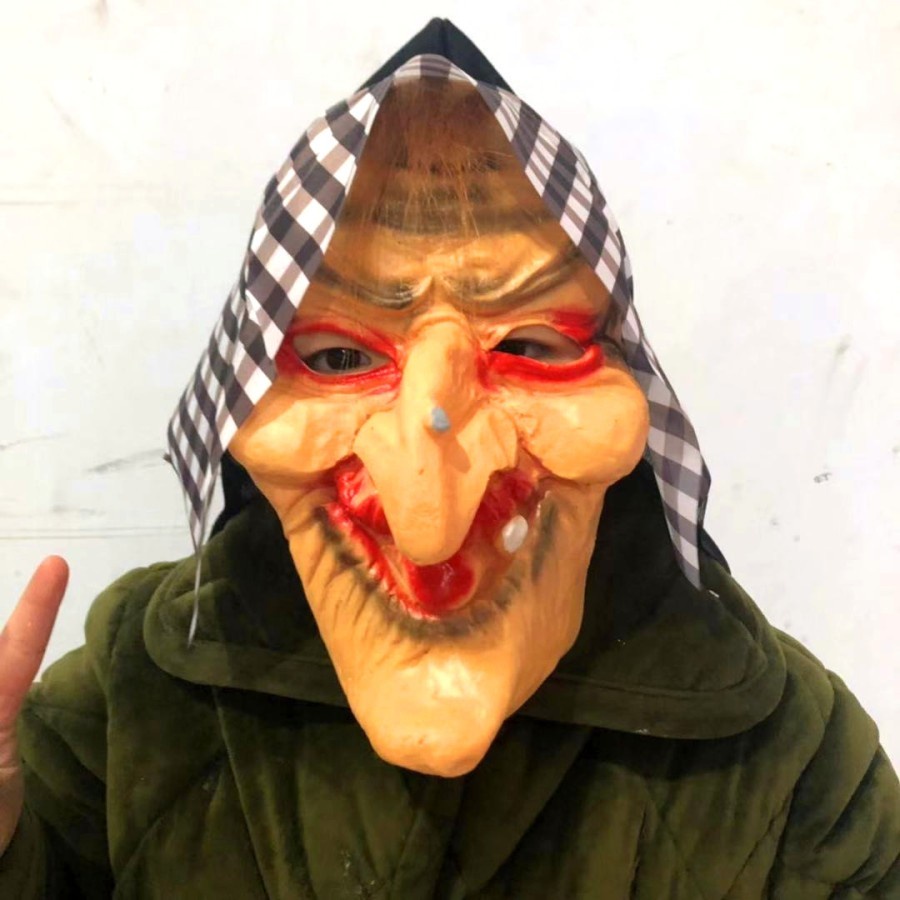 Topeng Latex Witch Kostum Cosplay Nenek Sihir Murah Halloween Mask