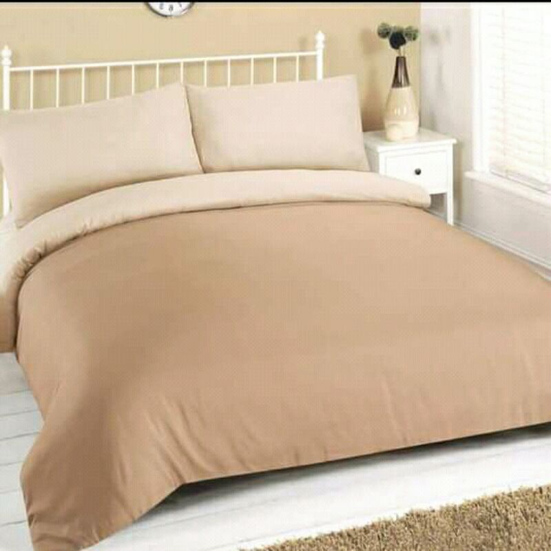 Bedcover Set Coklat Susu Bedcover Polos Seprai Polos Terbaru
