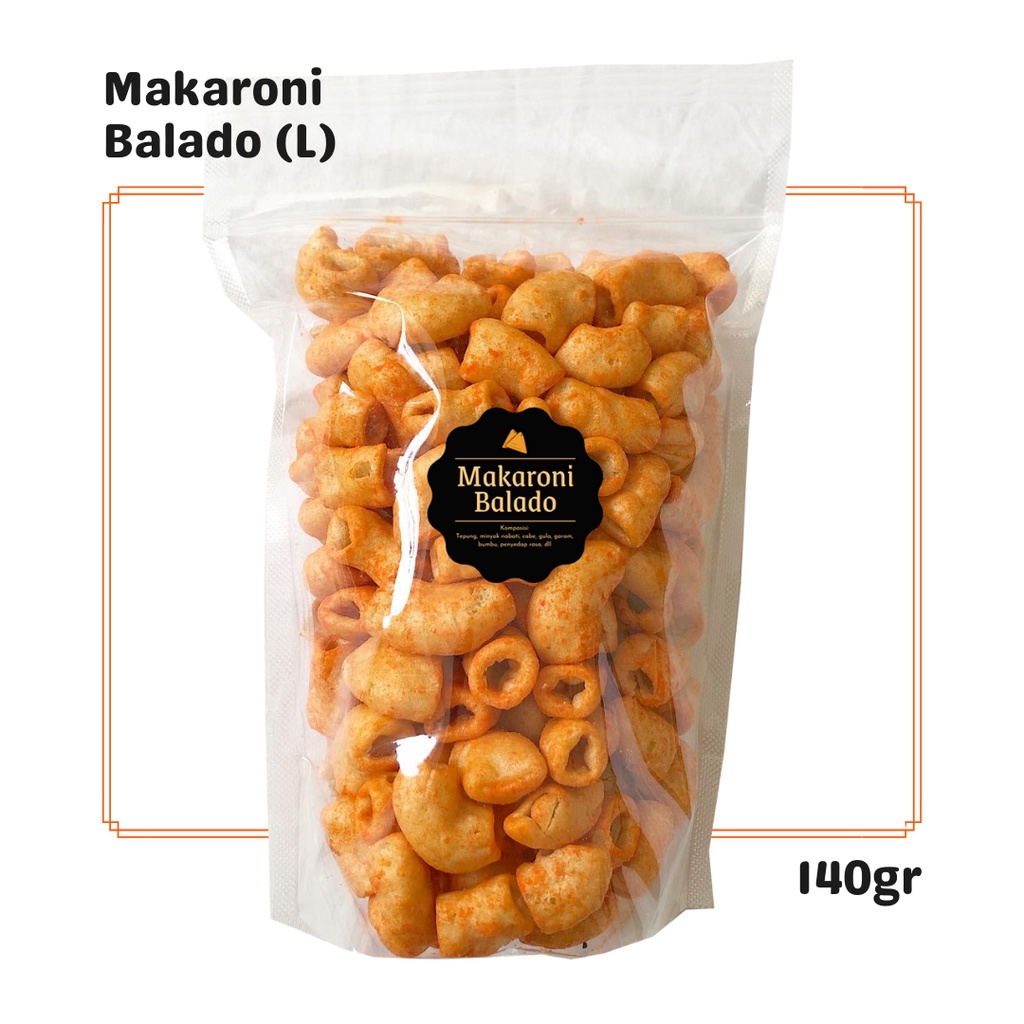 

Makaroni Besar Balado (L) 140gr / Snack Cemilan Camilan Murah / Asin Gurih Pedas