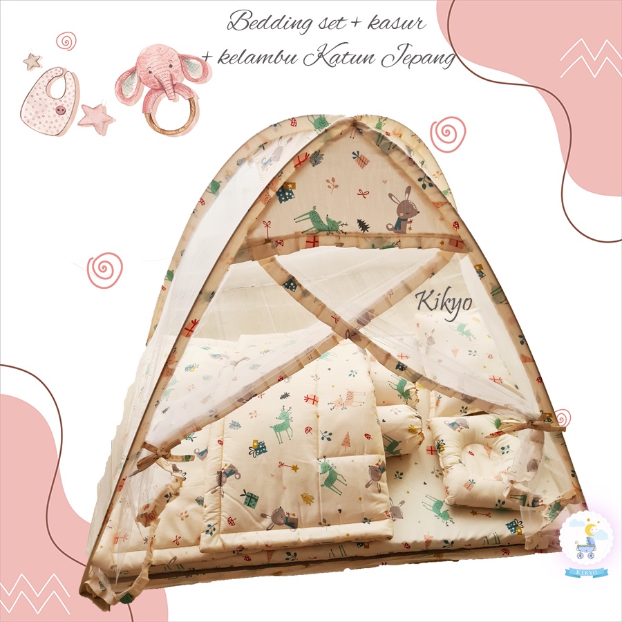 Bedding set baby dan kelambu katun jepang / set kelambu bedding baby / bed set bayi kelambu