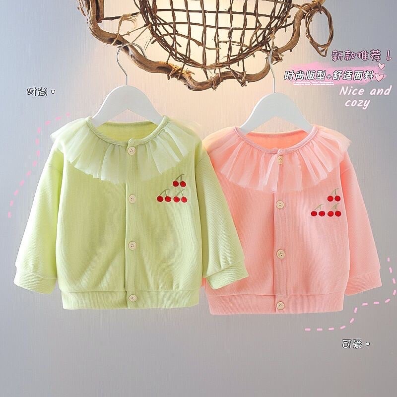 CARDIGAN RAJUT IMPORT ANAK PEREMPUAN CHERRY