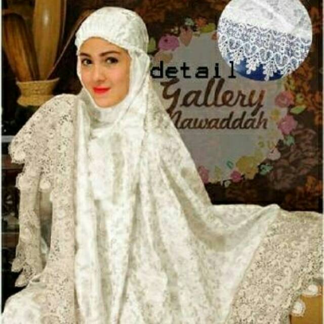 MUKENA SUTRA DUBAI PRADA PUTIH Vo MUKENA Sutra Prada mix Brukat import  XXL + TAS.