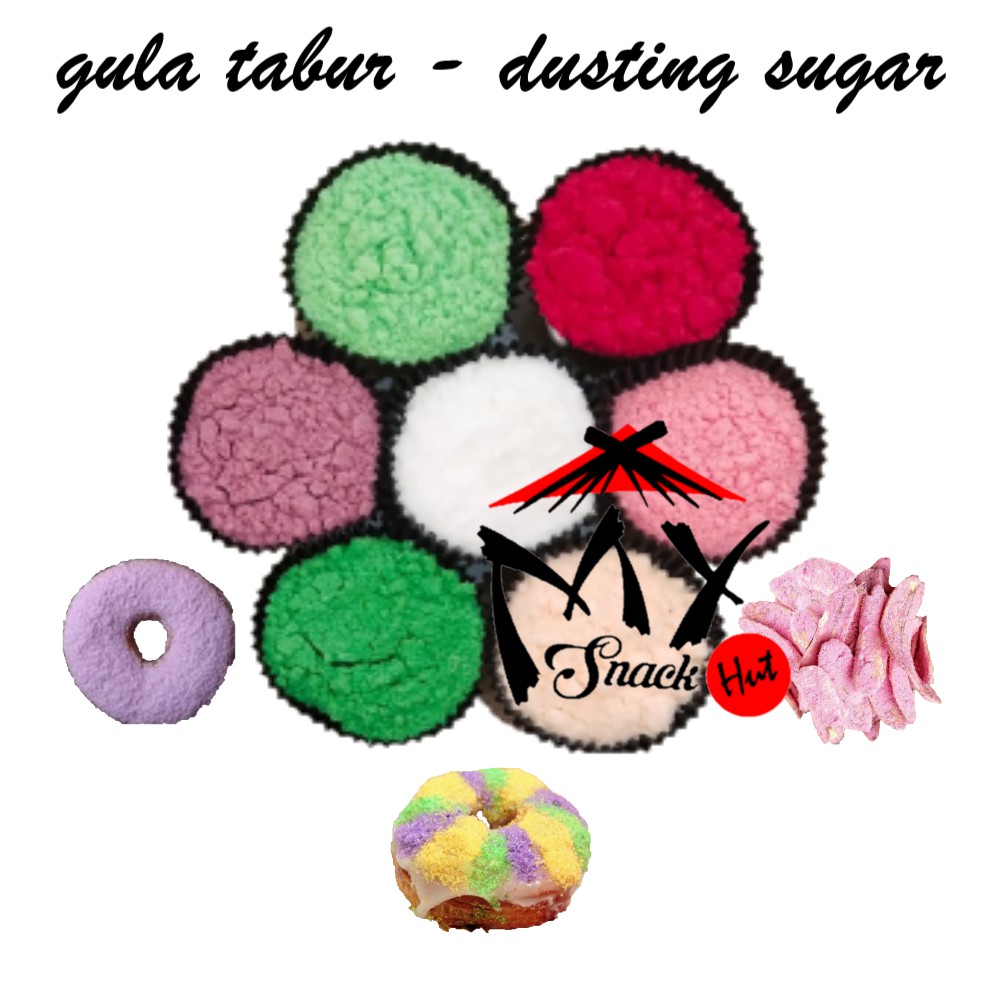 

DUSTING SUGAR 100GR - BUMBU TABUR MANIS GULA DEXTROSE DINGIN WARNA WARNI DONAT PUTRI SALJU KUE KERING MINT