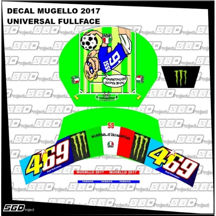 Sticker Decal Helm VR 46 Mugello 2017